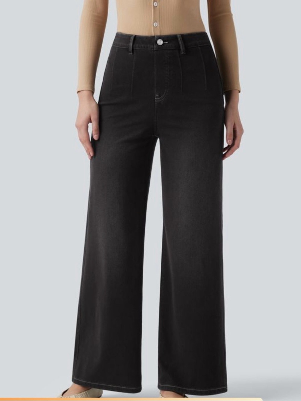 HALARA Black High-Rise Wide Leg Jeans, with Tummy Control